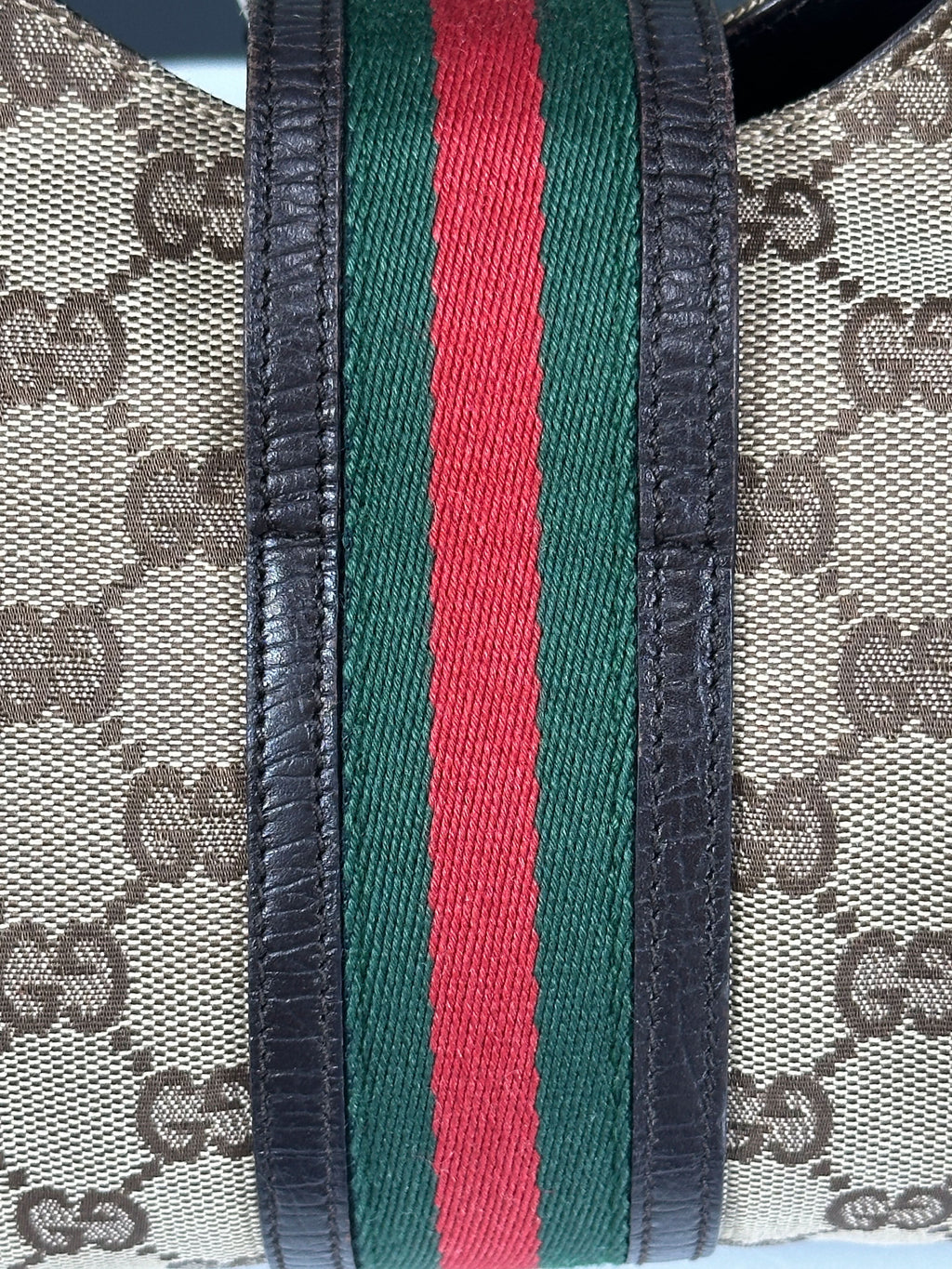 GUCCI Vintage Brown Monogram Web Junco Shoulder Bag