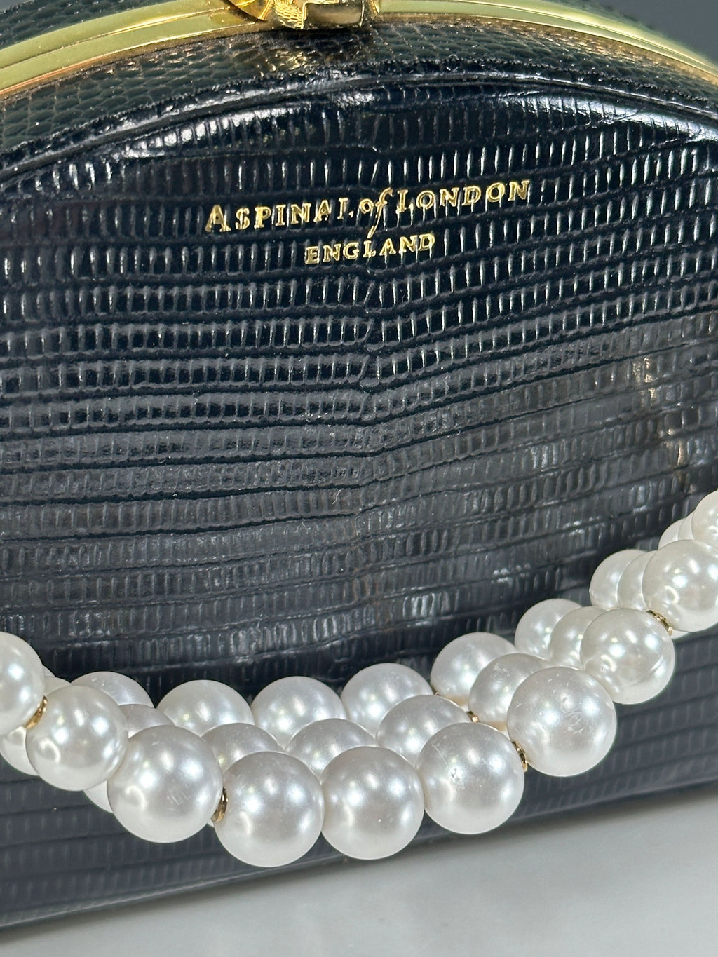 Aspinal Of London Luna Clutch Bag - Black Lizard