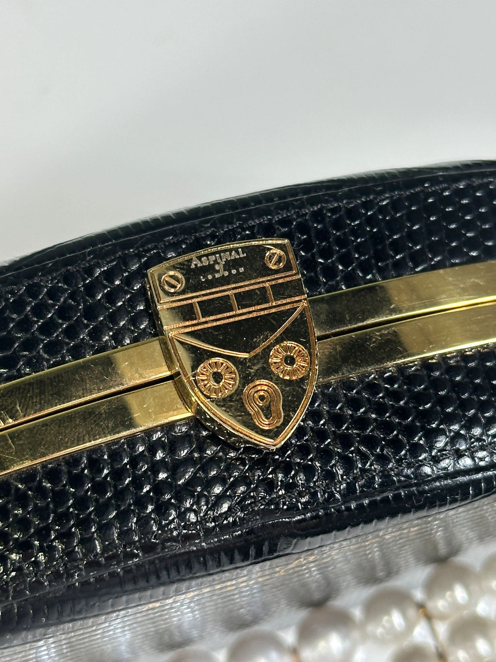 Aspinal Of London Luna Clutch Bag - Black Lizard