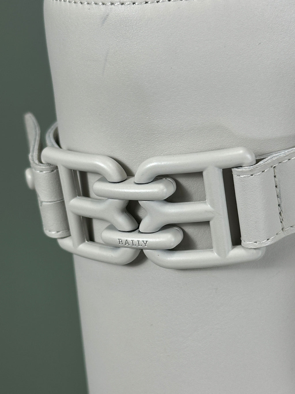 BALLY Gaila Grey White Calf Leather Knee High Boots UK 4 EU 37 👠