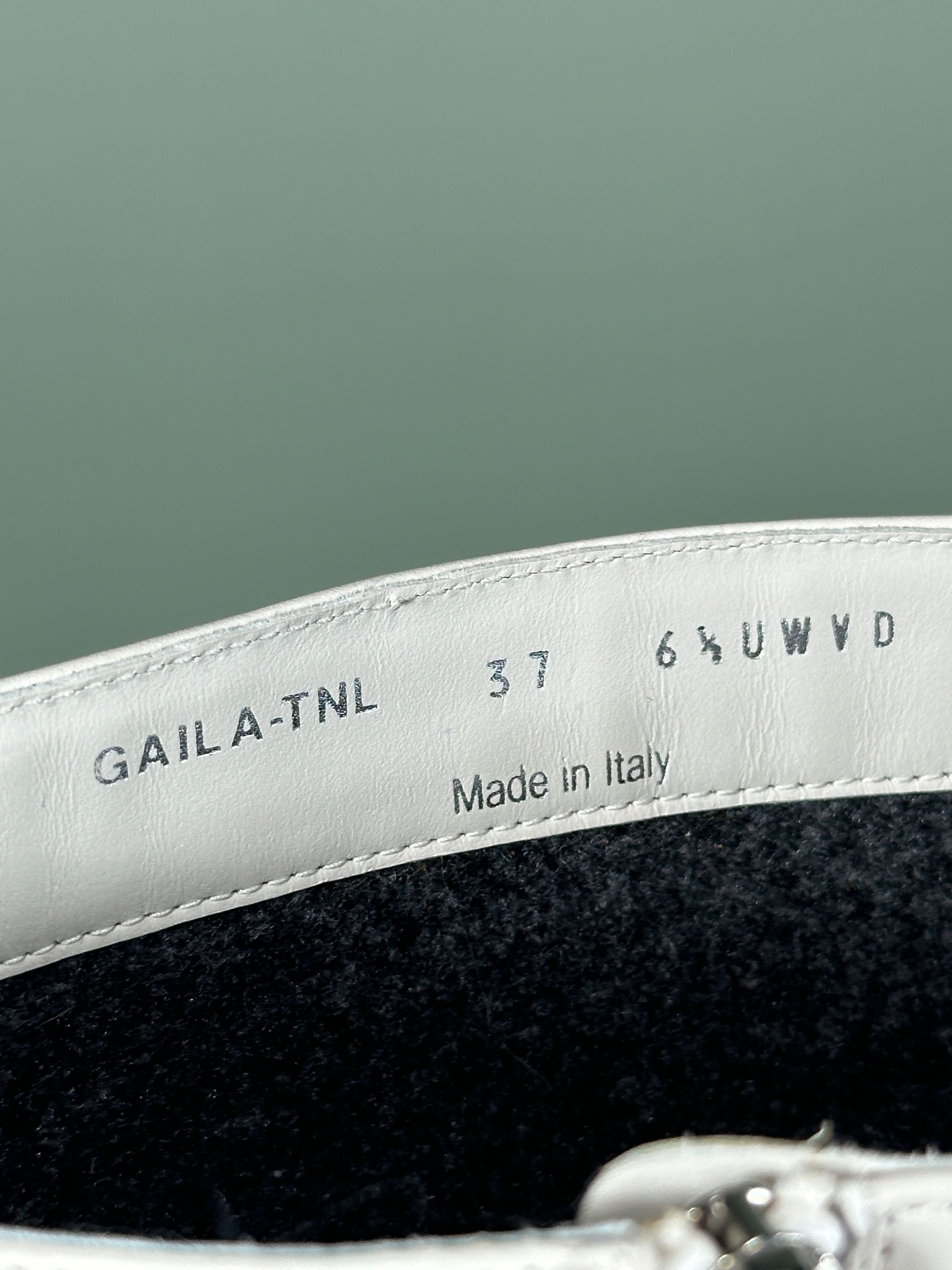 BALLY Gaila Grey White Calf Leather Knee High Boots UK 4 EU 37 👠