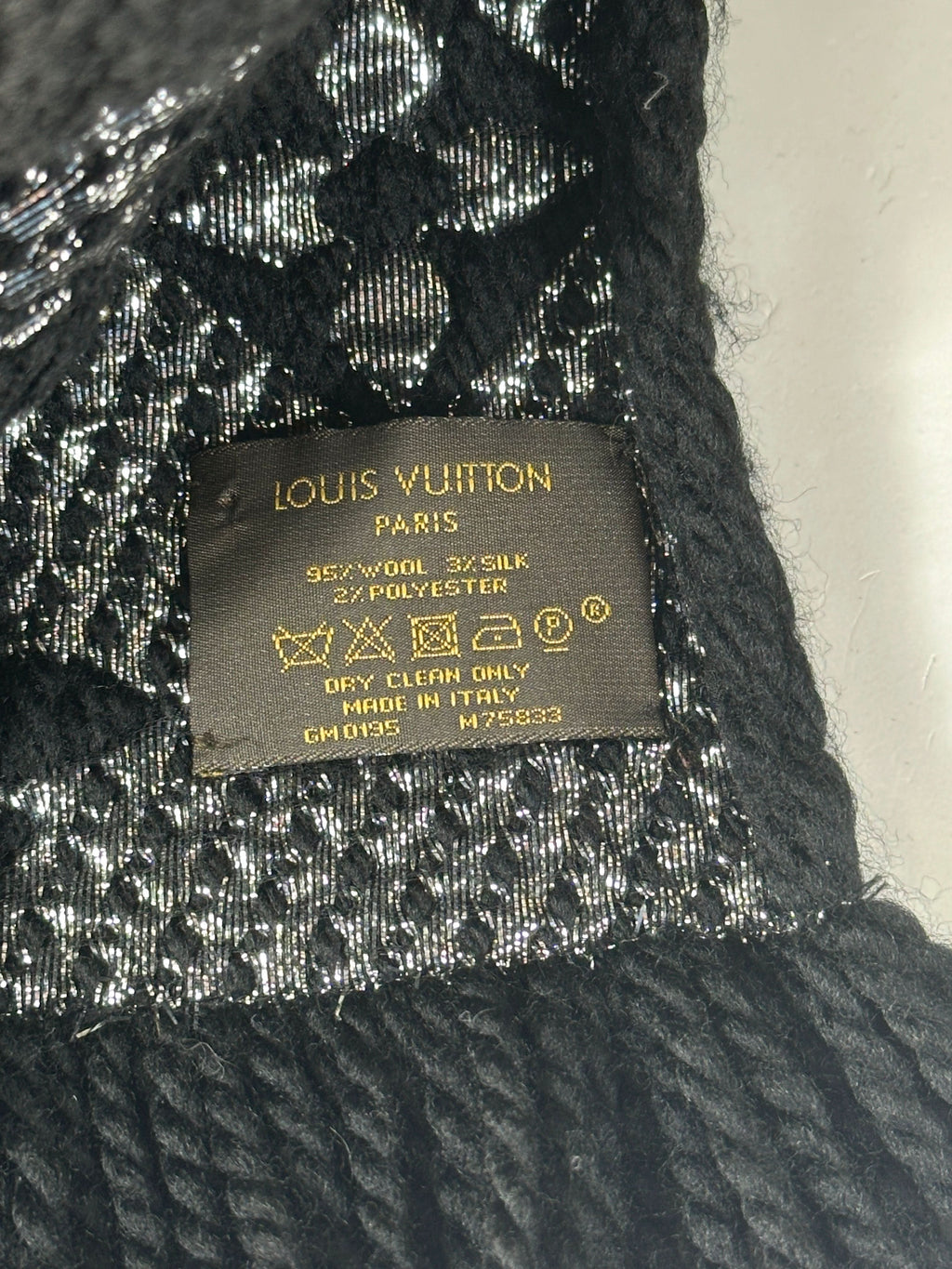 Louis Vuitton Logomania Shine Scarf M75833 Black / Silver