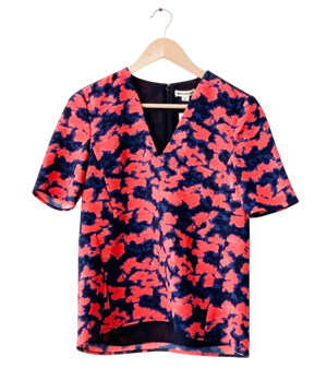 Whistles Red Megan Blotted Floral Crepe Top UK 6