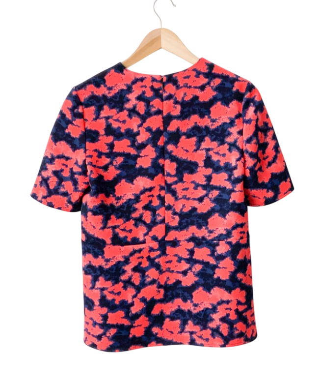 Whistles Red Megan Blotted Floral Crepe Top UK 6