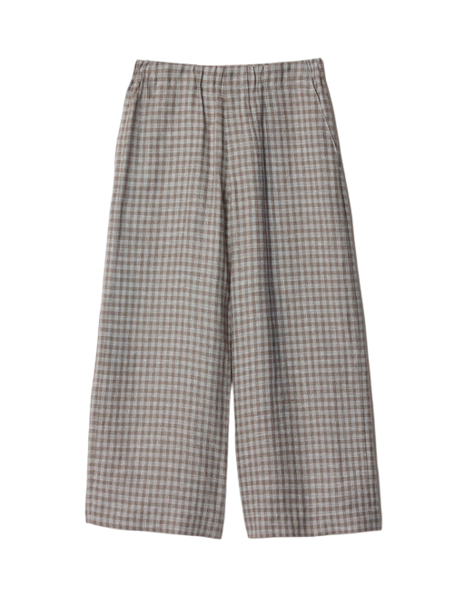 Jigsaw Greenish Grey 100% Linen Checked Trousers UK 10