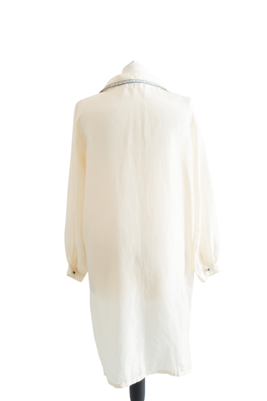 Toast Cream Silk Embroidered Tunic Dress UK 12