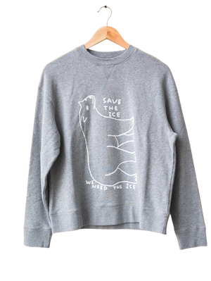 Sunspel X David Shrigley Grey  Polar Bear Sweatshirt UK XXS