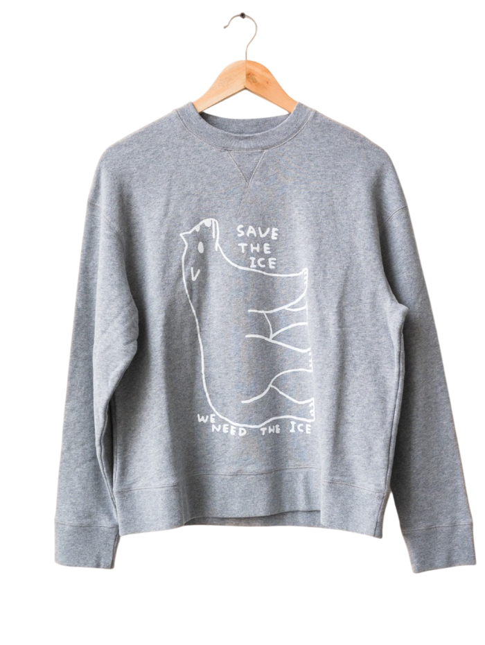 Sunspel X David Shrigley Grey  Polar Bear Sweatshirt UK XXS