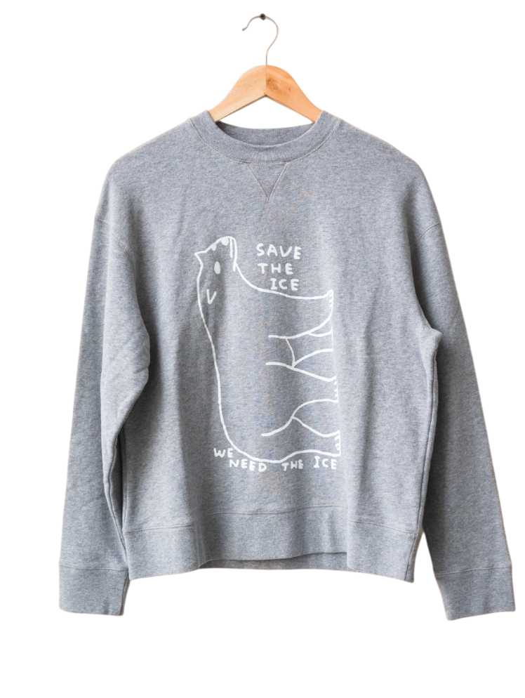 Sunspel X David Shrigley Grey  Polar Bear Sweatshirt UK XXS