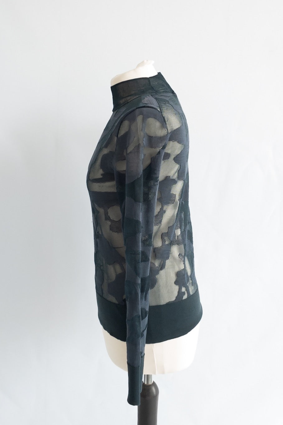 cos Blue Abstract Art Detail Sheer Roll-Neck JumperUK XS