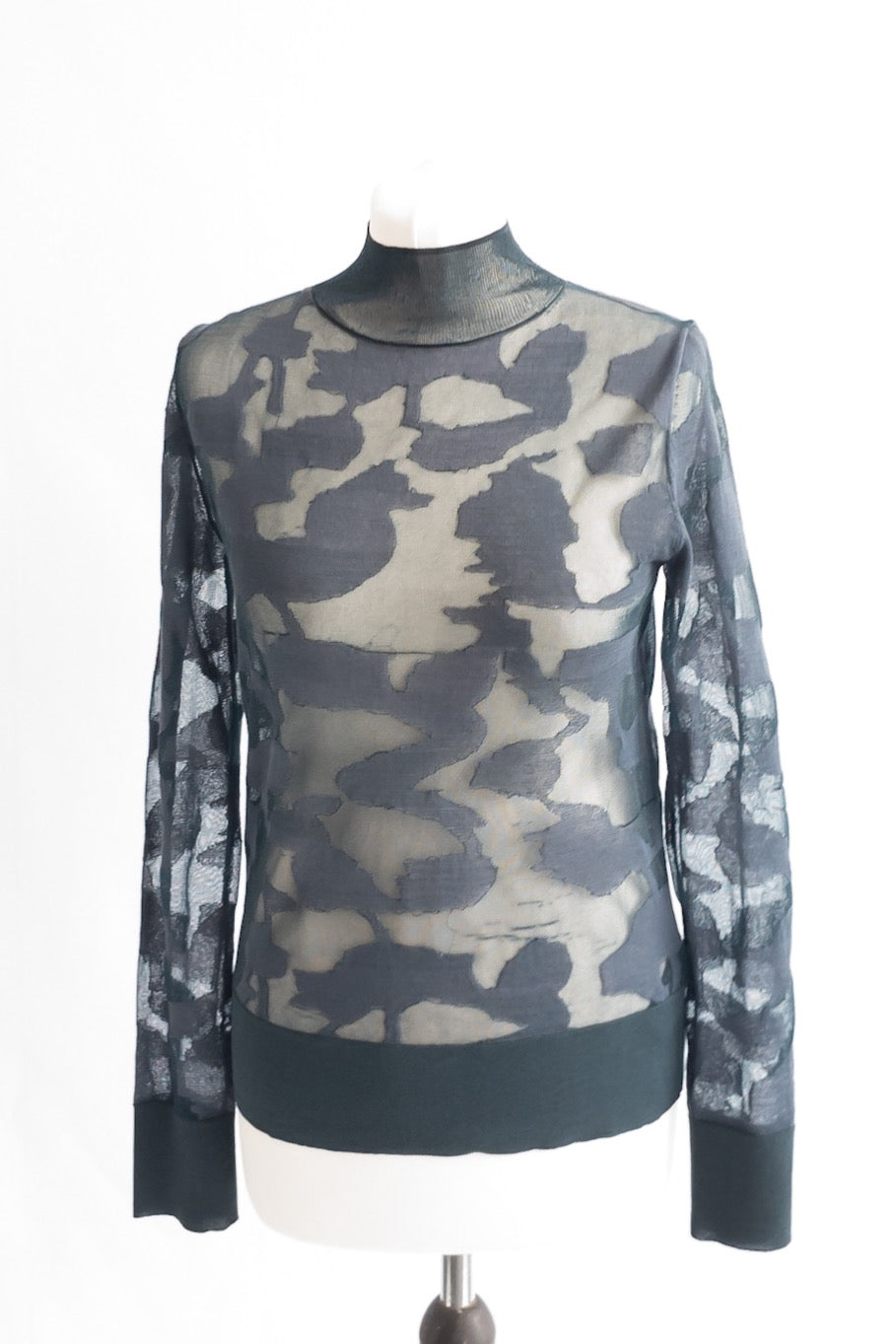 cos Blue Abstract Art Detail Sheer Roll-Neck JumperUK XS