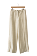SUNSPEL Beige Luxury Linen Blend Wide Leg Trousers UK XS