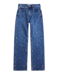 ABERCROMBIE & FITCH Blue High Rise 90s Relaxed Pearl Embellished Jeans - Long Length W25