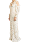 Vilshenko Cream Silk Chiffon Firefly Print Maxi Dress UK 10