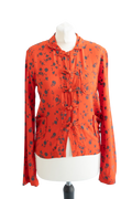 Leon & Harper Red Floral Long Sleeved Blouse UK XS