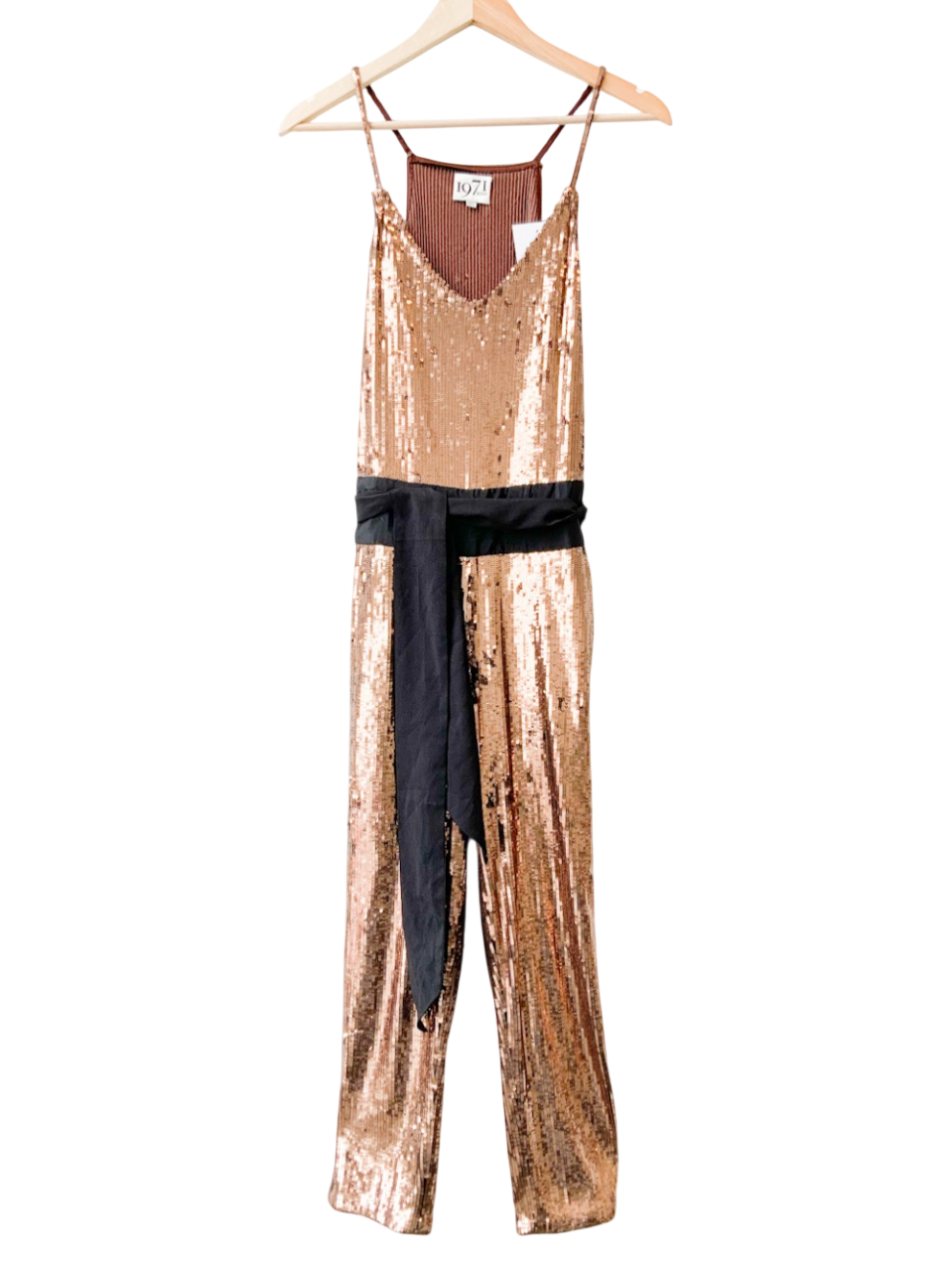 REISS Metallic Copper 1971 Sequin Jumpsuit UK 6