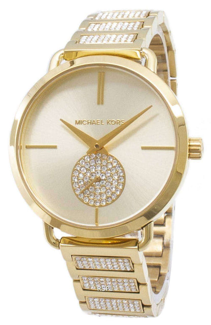 Michael Kors Metallic Portia Pave Gold Dial Ladies Watch