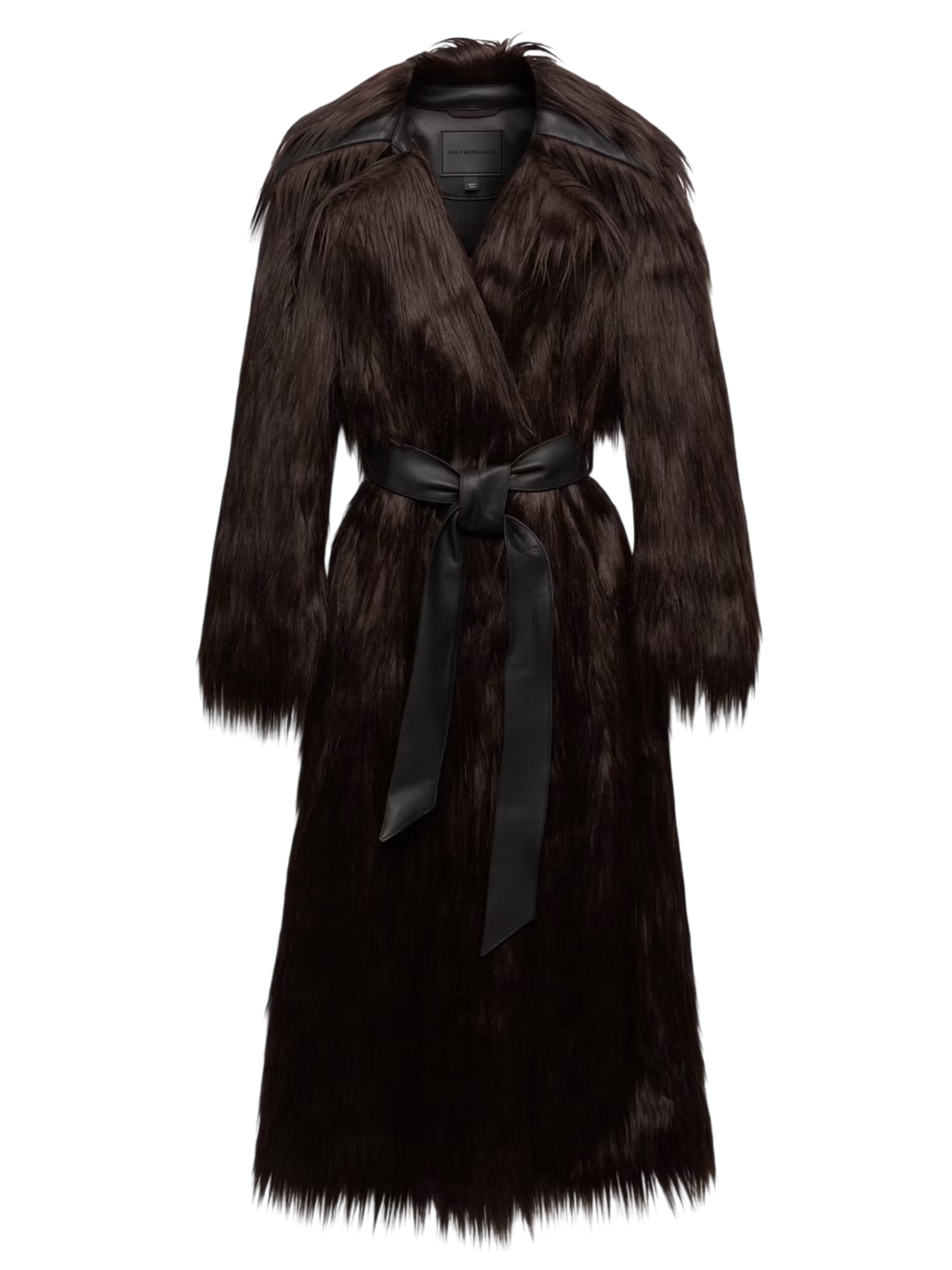 M&S X 16arlington Chocolate Brown Long-hair Faux Fur Coat UK S