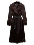 M&S X 16arlington Chocolate Brown Long-hair Faux Fur Coat UK S