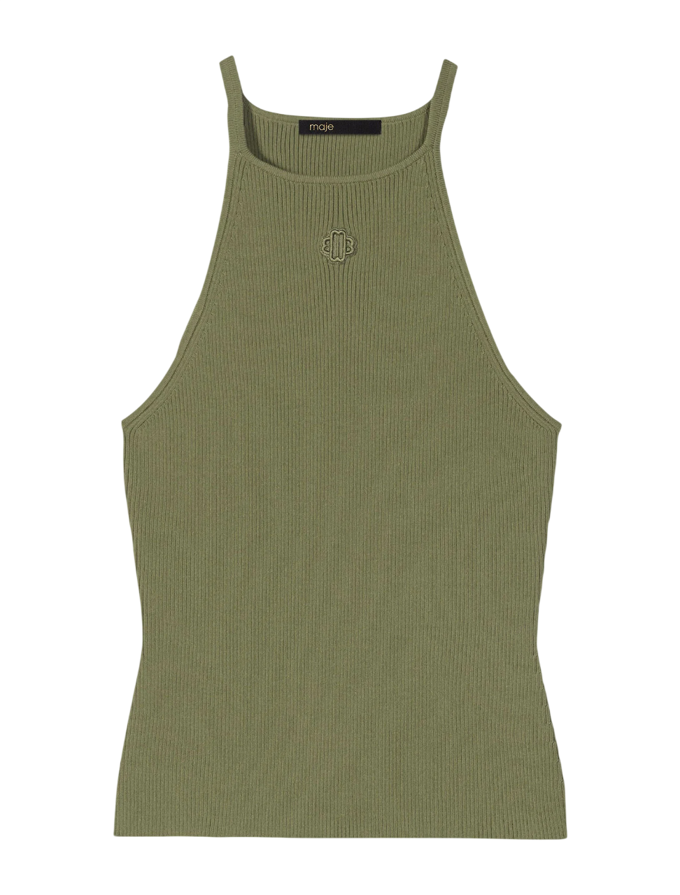 Maje Green Tank Top With Embroidered Logo Sz1 UK 8