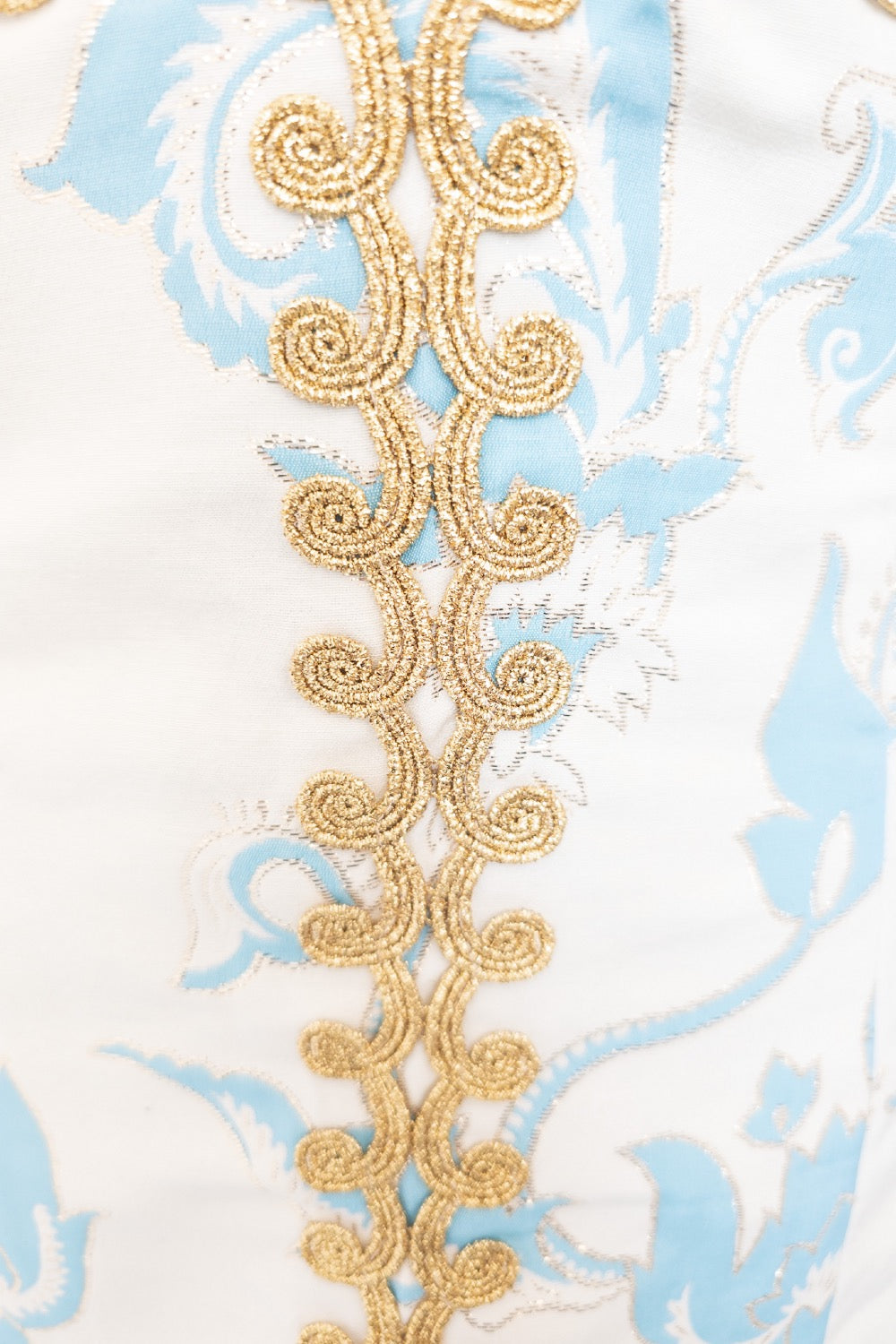 TIBI New York White / Turquoise Brocade Embellished Mini Dress Us6 UK 10