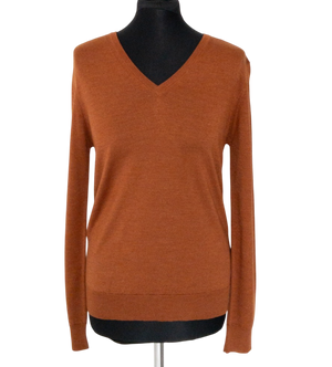 SUNSPEL Rust Brown Luxury Merino Wool & Silk Blend Jumper UK S