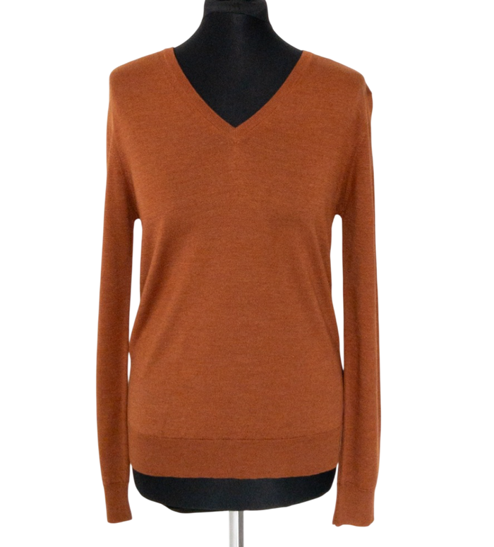 SUNSPEL Rust Brown Luxury Merino Wool & Silk Blend Jumper UK S