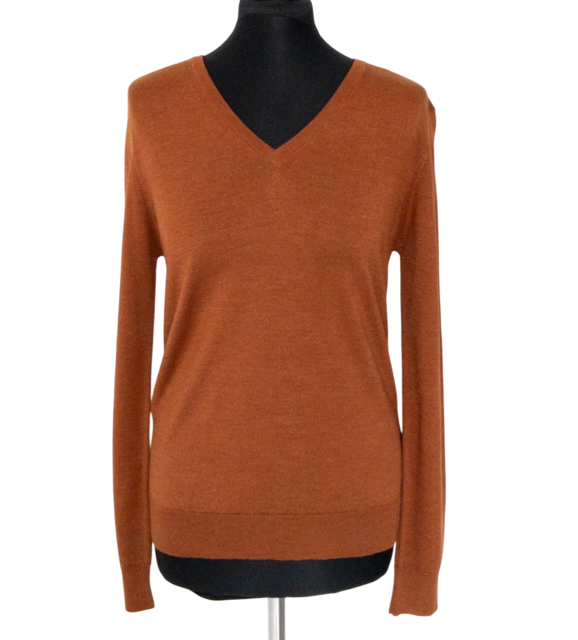 SUNSPEL Rust Brown Luxury Merino Wool & Silk Blend Jumper UK S