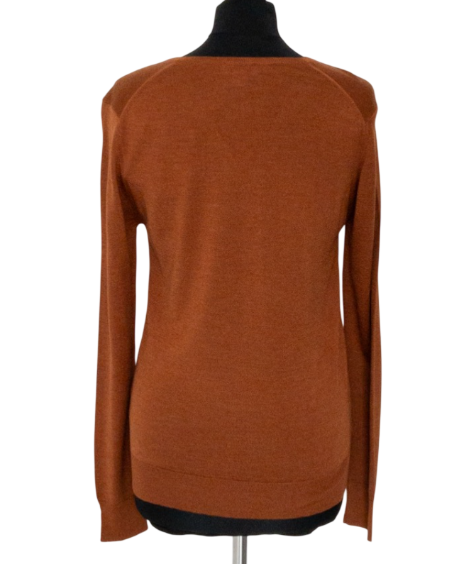 SUNSPEL Rust Brown Luxury Merino Wool & Silk Blend Jumper UK S