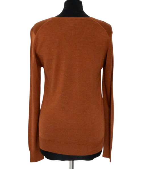 SUNSPEL Rust Brown Luxury Merino Wool & Silk Blend Jumper UK S