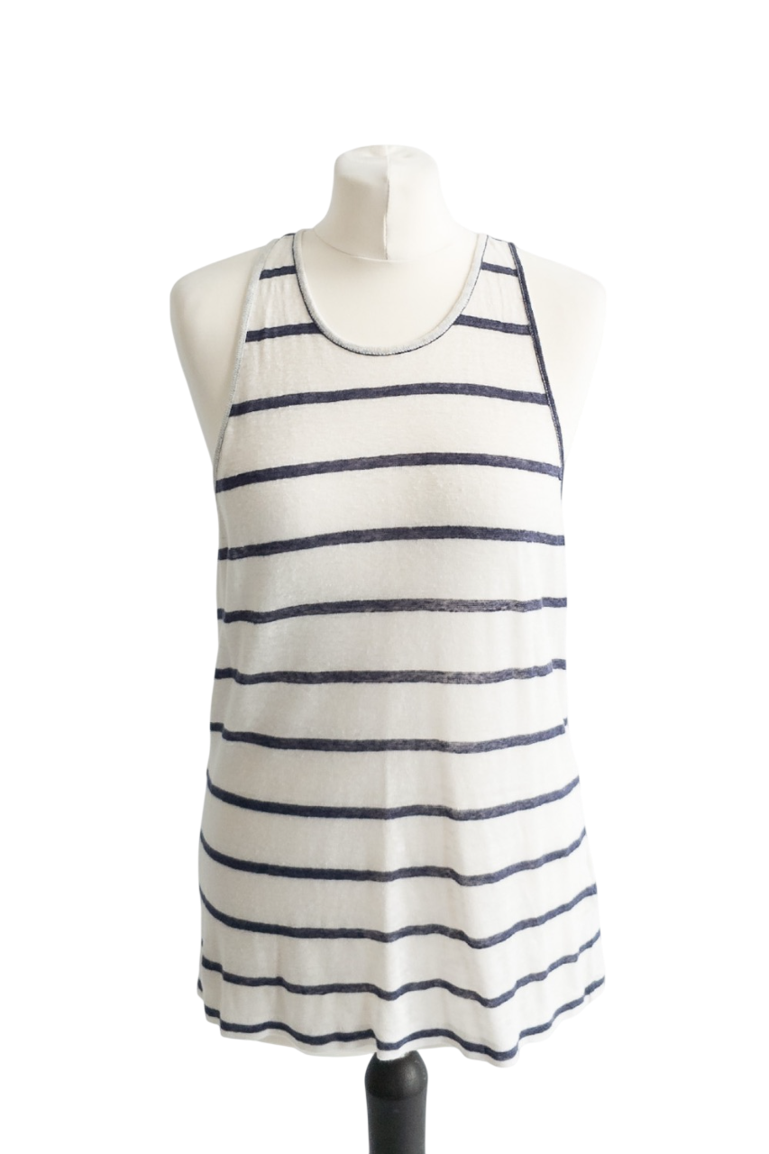 Whistles Grey 0377 - Blue Striped Tank Top UK 10