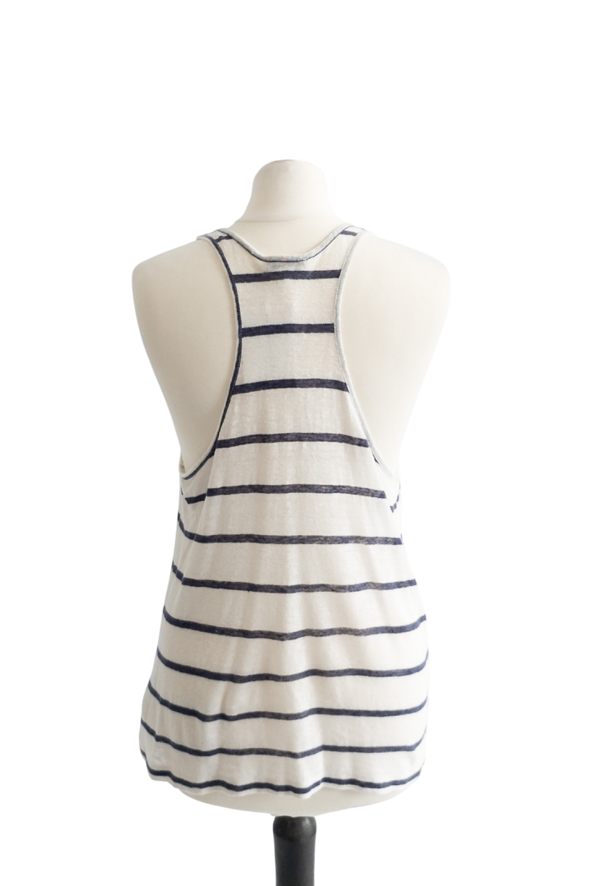 Whistles Grey 0377 - Blue Striped Tank Top UK 10