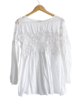 Velvet by Graham & Spencer White Guipure Lace Insert Blouse UK S