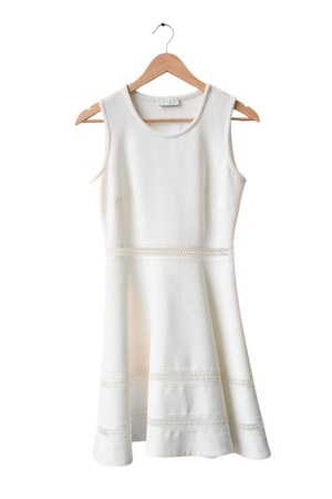 Sandro White Fit & Flare lace inset dress Dress UK 8