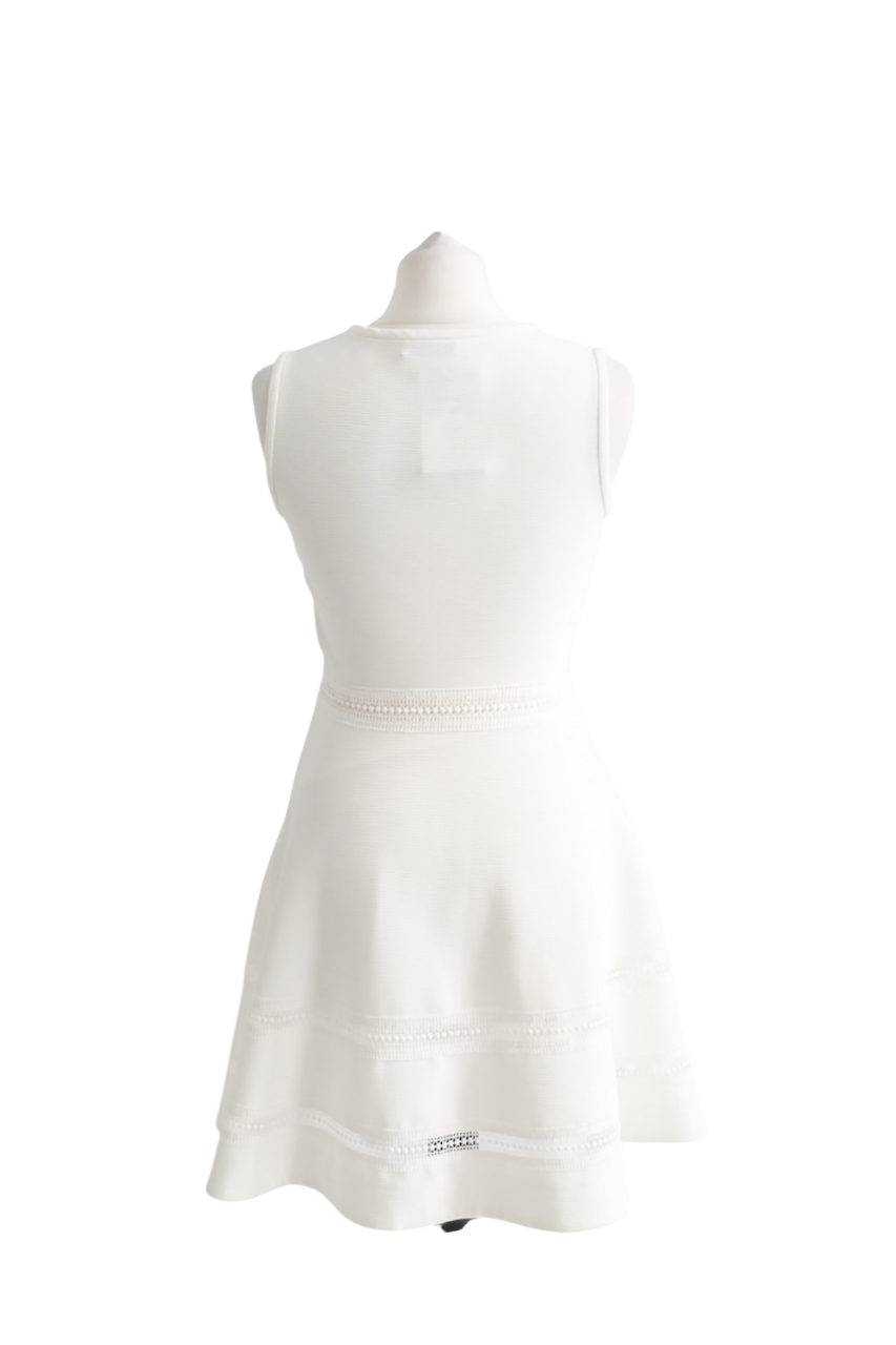 Sandro White Fit & Flare lace inset dress Dress UK 8