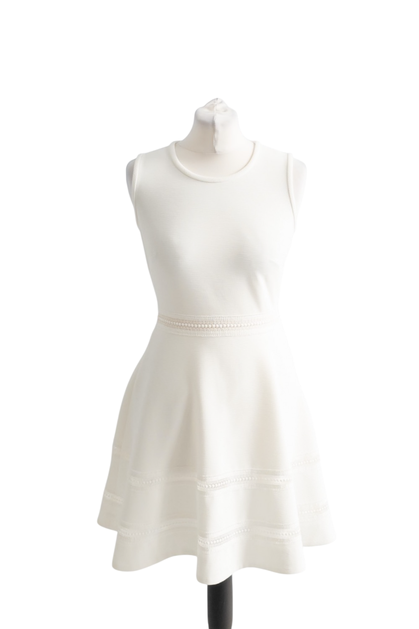 Sandro White Fit & Flare lace inset dress Dress UK 8