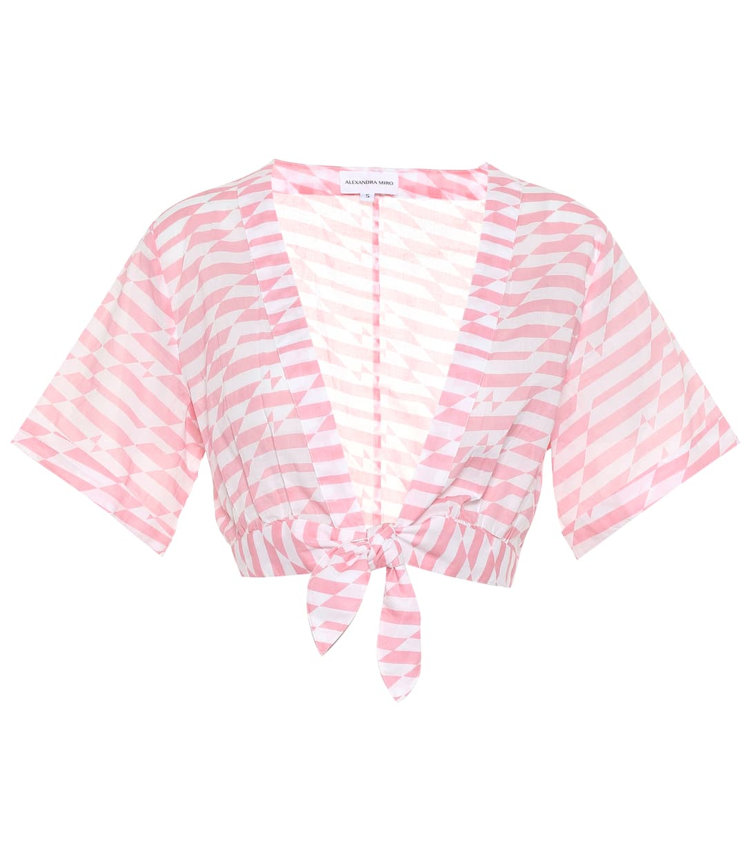 Pink Alexandra Miro Sandy Printed Cotton Crop Top UK XS