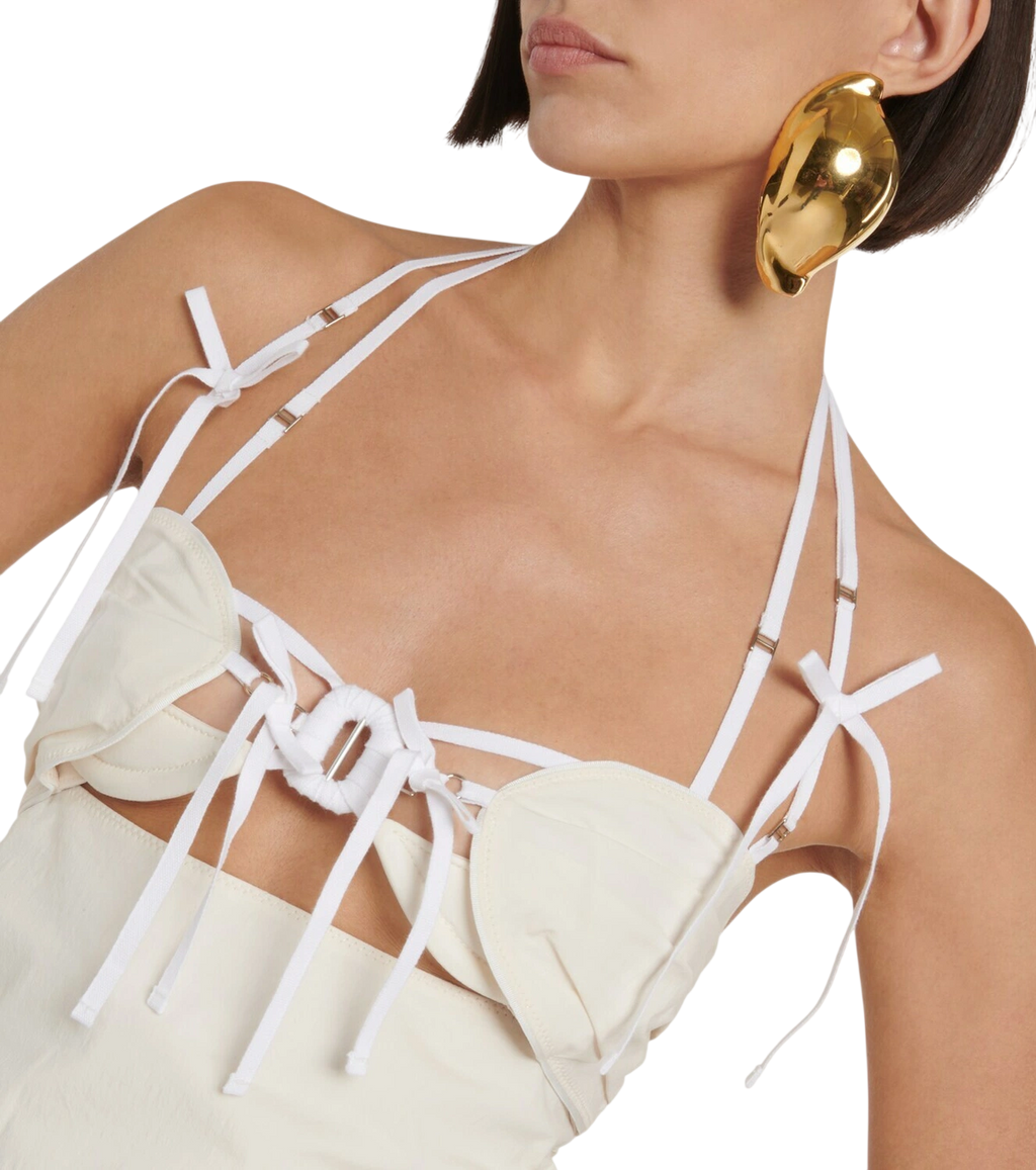 JACQUEMUS White Off-white Le Chouchou 'la Robe Ruban' Maxi Dress Fr34 UK 6
