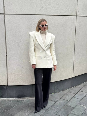 By Keara Handmade Timeless Wool Blazer - Cream UK 10
