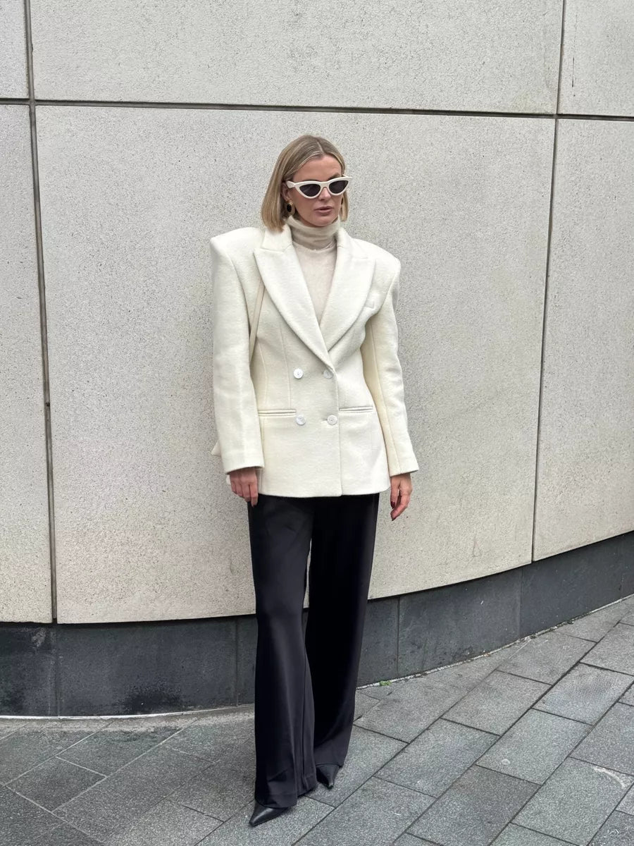 By Keara Handmade Timeless Wool Blazer - Cream UK 10