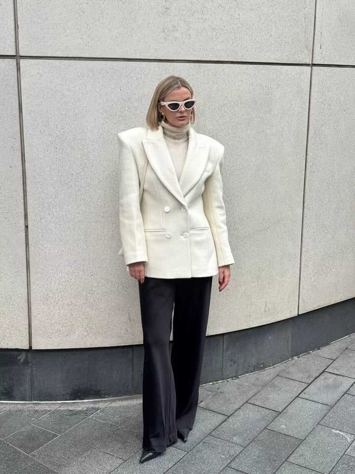 By Keara Handmade Timeless Wool Blazer - Cream UK 10