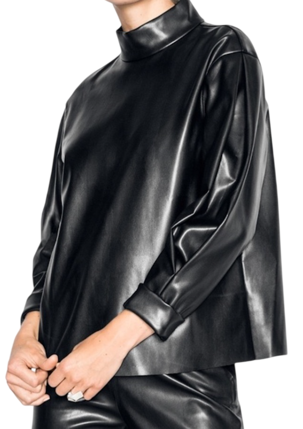 & Other Stories Black Faux Leather Top UK 8