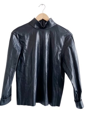 & Other Stories Black Faux Leather Top UK 8