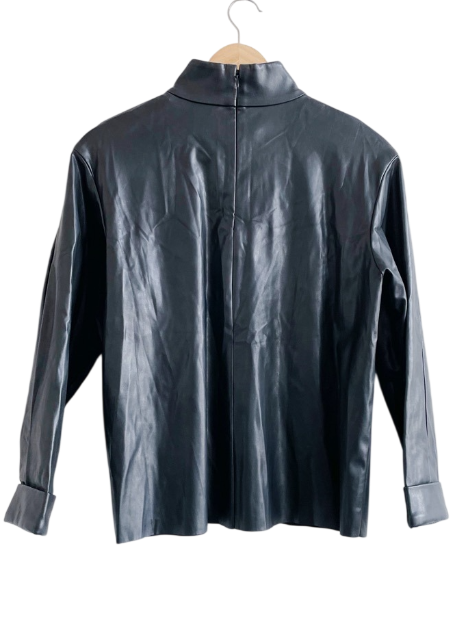 & Other Stories Black Faux Leather Top UK 8