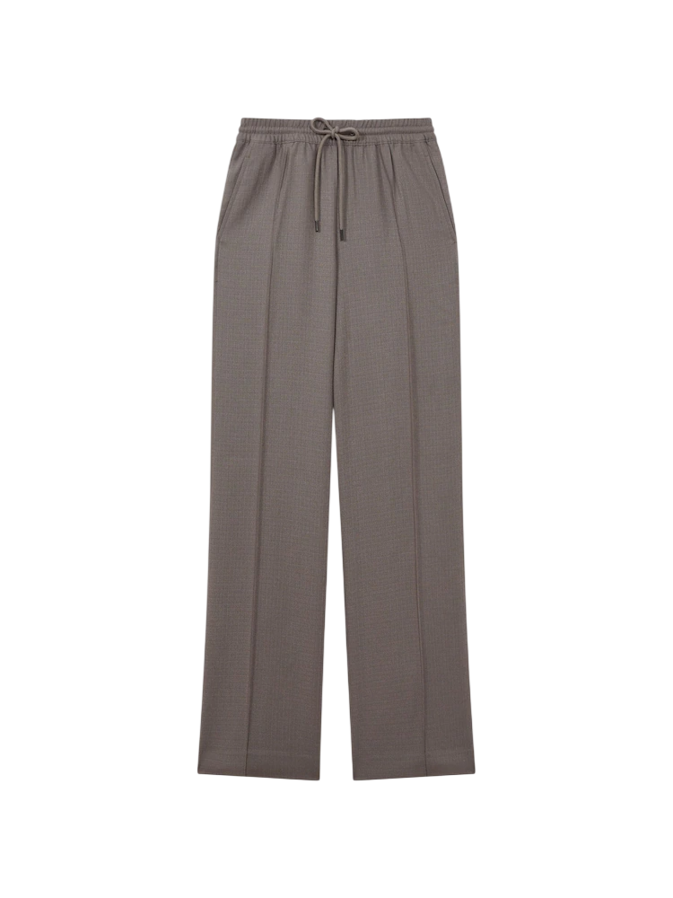 REISS Sunnie Drawstring Wide Leg Trousers In Mink Brown - Long Length UK 6