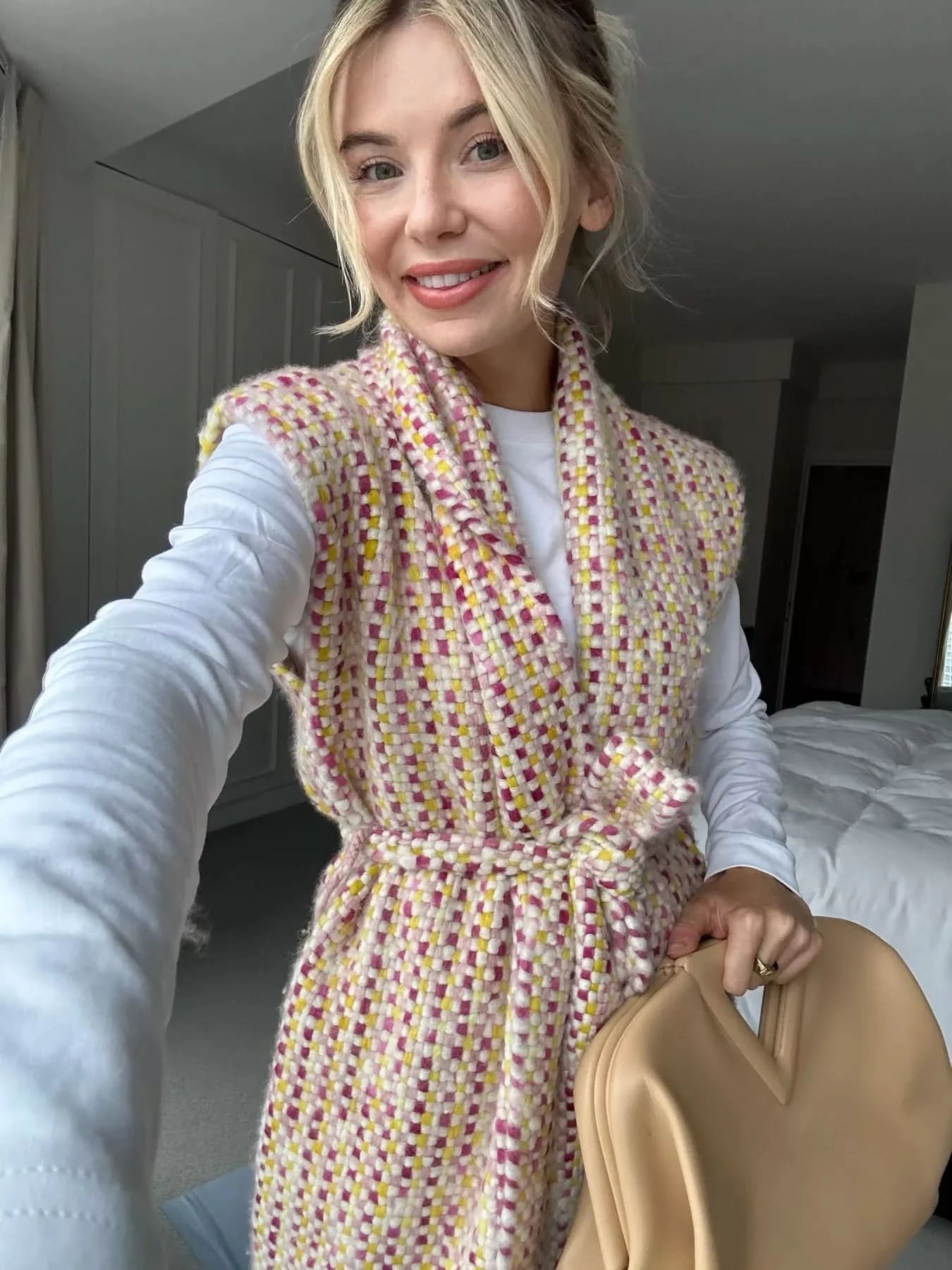 Gabriella Hearst Multicoloured 100% Cashmere Sleeveless Longline Waistcoat UK XS