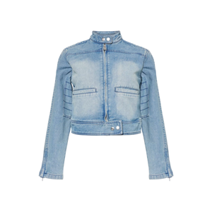 HOUSE OF SUNNY Blue Take A Trip Text-embossed Denim-blend Jacket UK 8