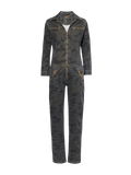 DONNA IDA Green The Flight Suit Camouflage-print Stretch-cotton Jumpsuit UK M