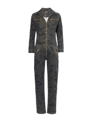 DONNA IDA Green The Flight Suit Camouflage-print Stretch-cotton Jumpsuit UK M