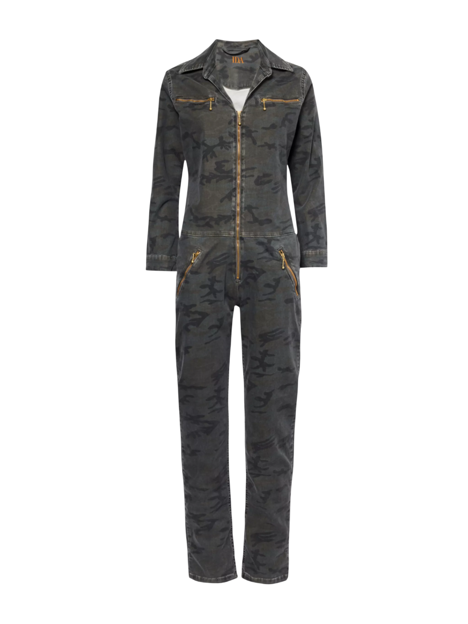 DONNA IDA Green The Flight Suit Camouflage-print Stretch-cotton Jumpsuit UK M